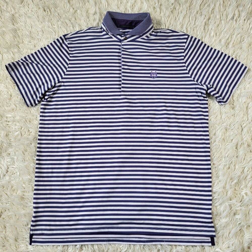 Greyson Arenal Short Sleeve Polo Performance Striped Polo with Knit Collar Large